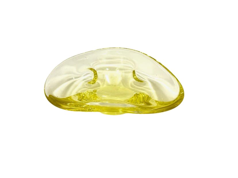 Bowl, yellow glass, attrib. M. Klinger, Železný Brod, Czech Republic, 1960s.