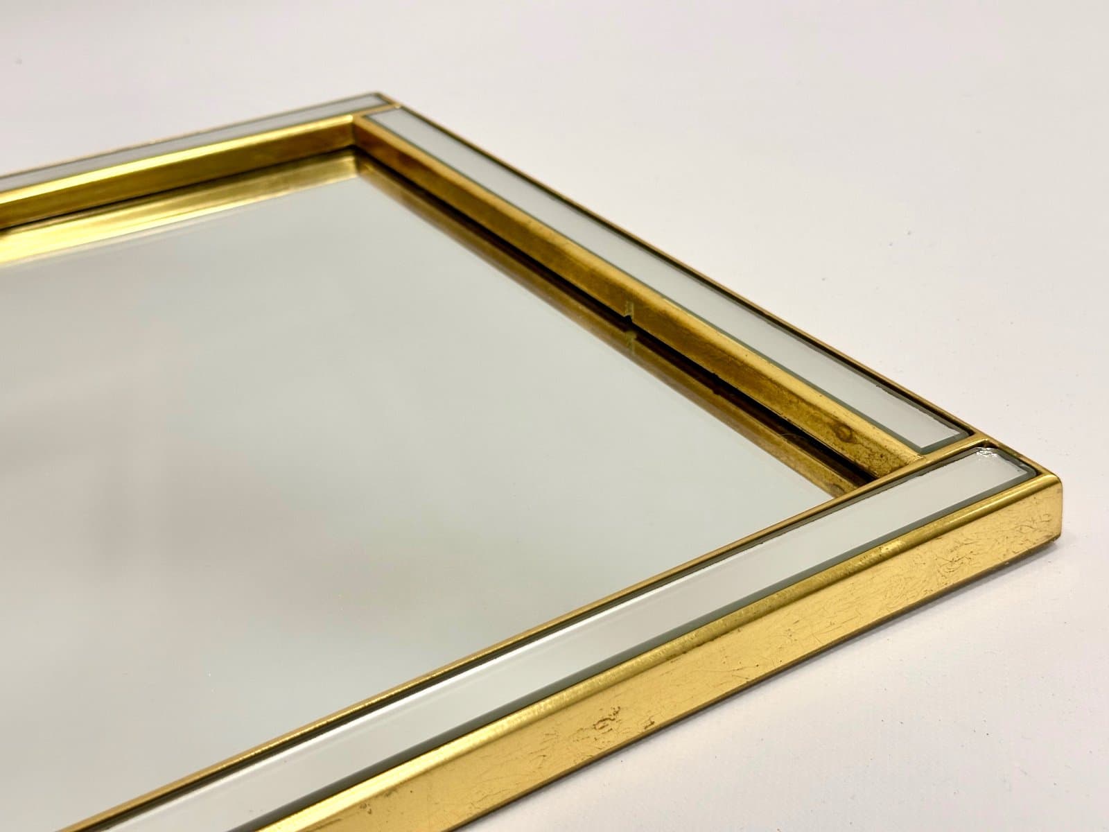 Pair of mirrors, golden brass, glass, Deknudt, Belgium, 1970s. - 154949