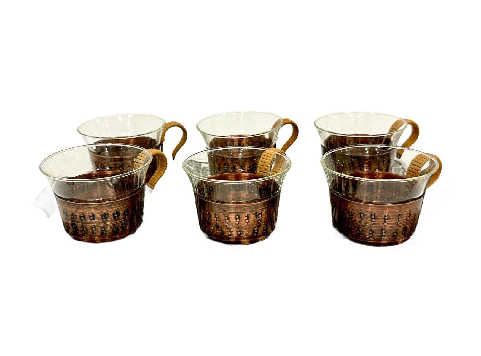 Zestaw do herbaty, czarny, szkło, miedź, aluminium, Schott & Mainz, Niemcy, lata 60.