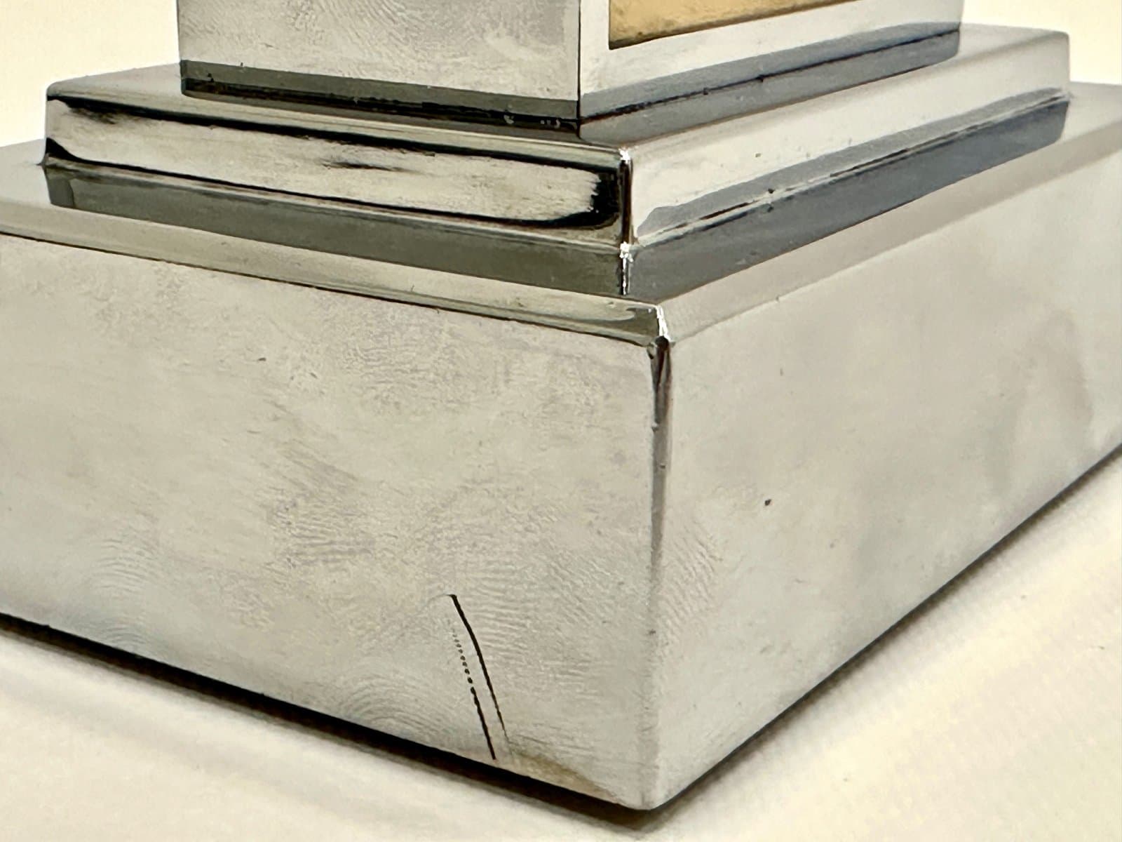 Zegar kominkowy z funkcją skarbonki, Art Deco, srebrny, proj. L. Schwab, Szwajcaria, lata 30. - 154987