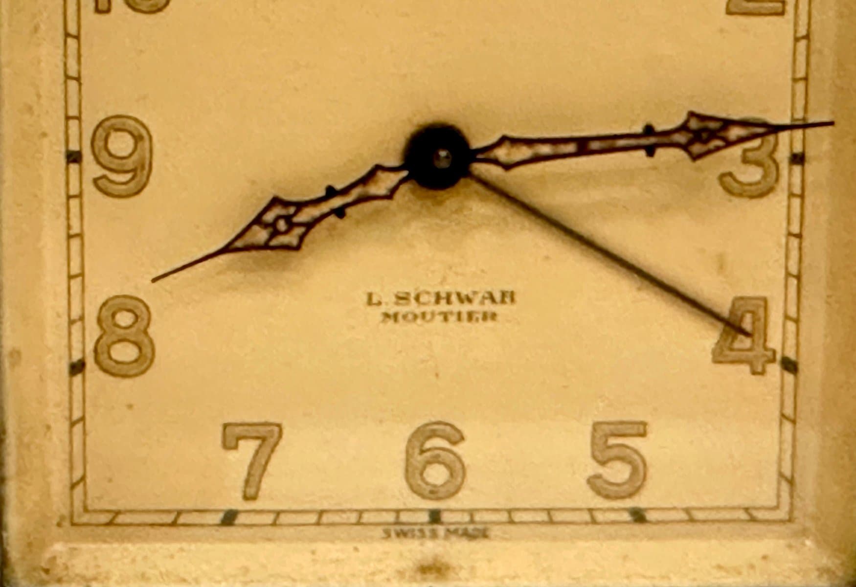 Zegar kominkowy z funkcją skarbonki, Art Deco, srebrny, proj. L. Schwab, Szwajcaria, lata 30. - 154986