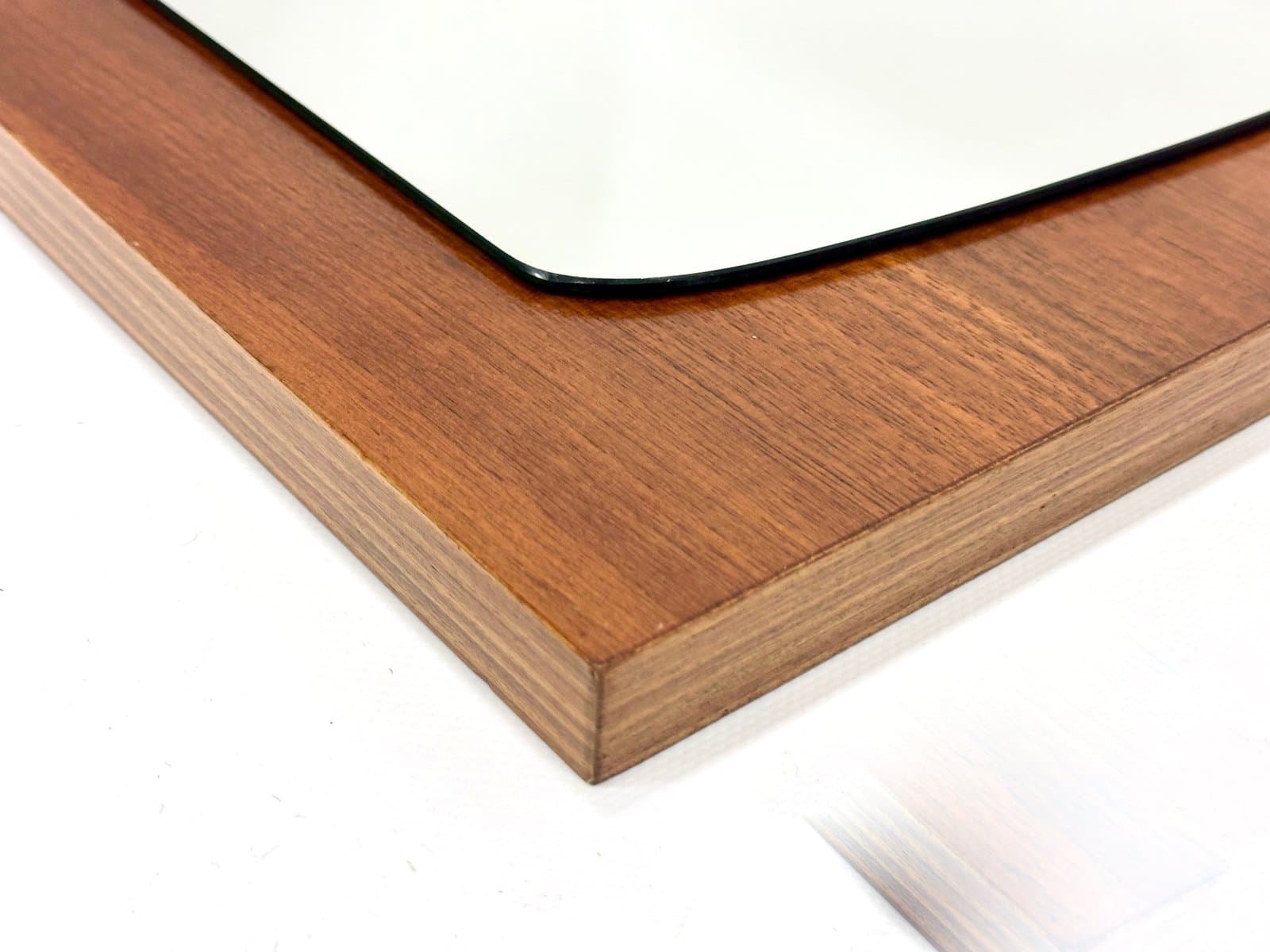 Wall mirror, brown teak, glass, Germany, 1970s. - 155020