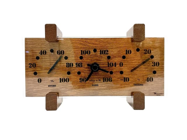 Stacja pogodowa Oco Design, dąb brązowy, akryl, Niemcy, lata 70. - WYMIARY