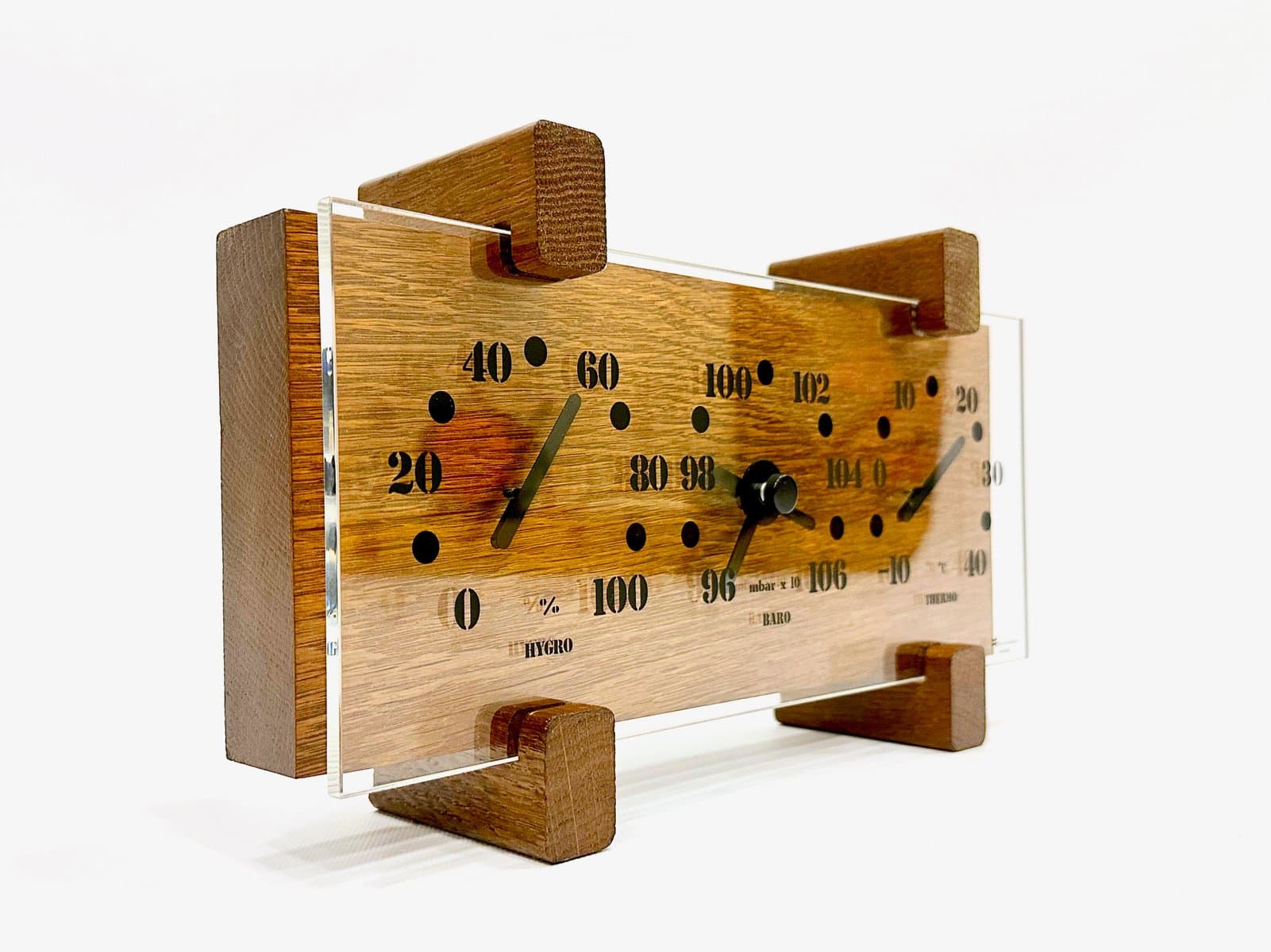 Stacja pogodowa Oco Design, dąb brązowy, akryl, Niemcy, lata 70. - 154975