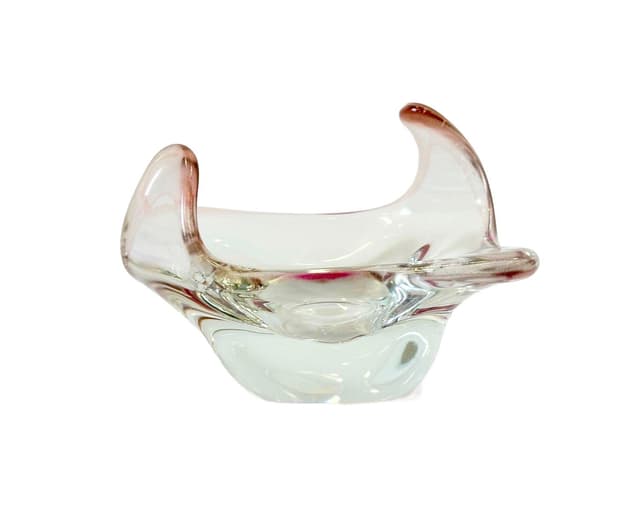 Art glass bowl, transparent pink, glass, attributed to J. Beránek, Skrdlovice, Czech Republic, 1960s. - DIMENSION