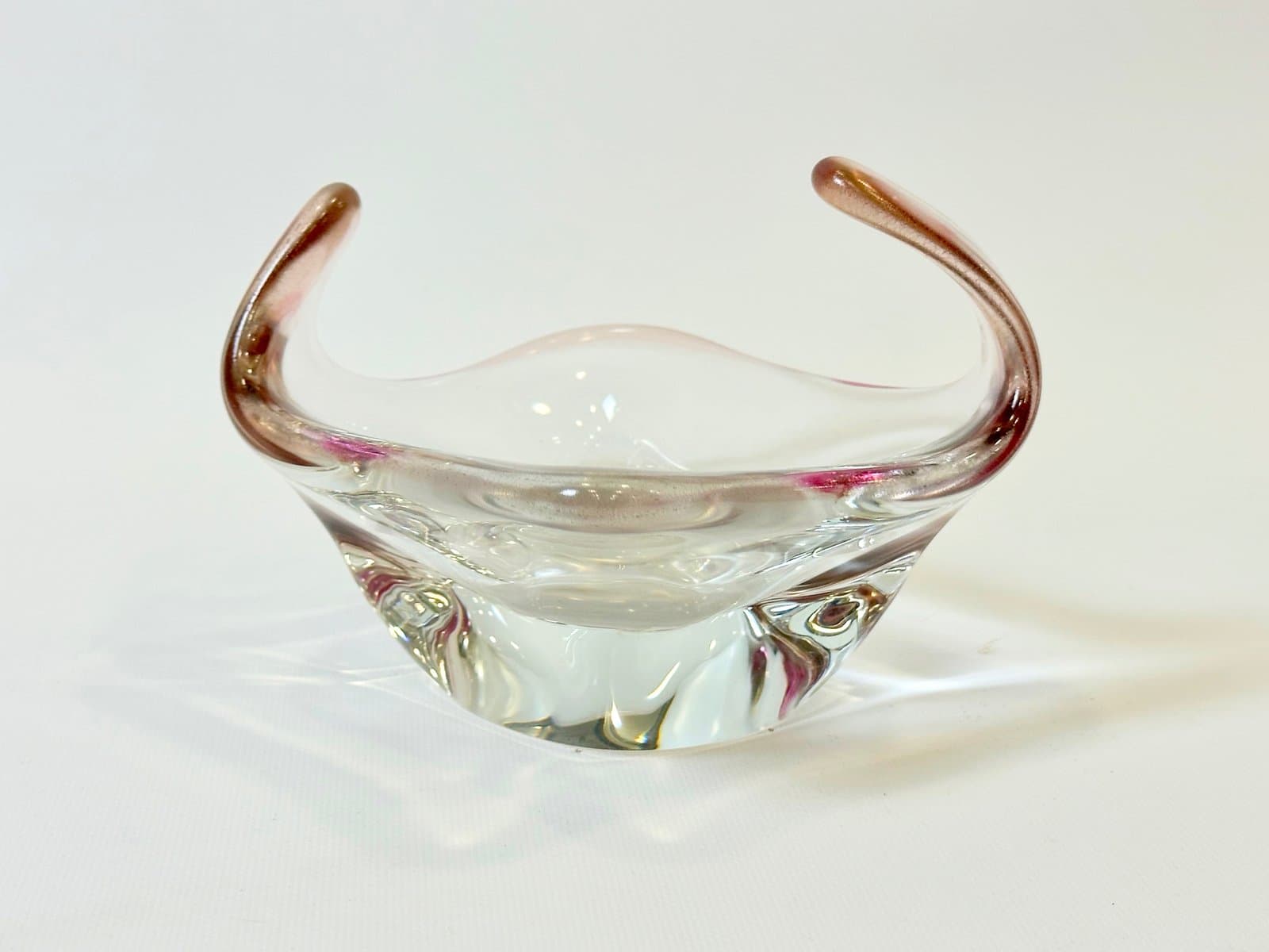 Art glass bowl, transparent pink, glass, attributed to J. Beránek, Skrdlovice, Czech Republic, 1960s. - 155026