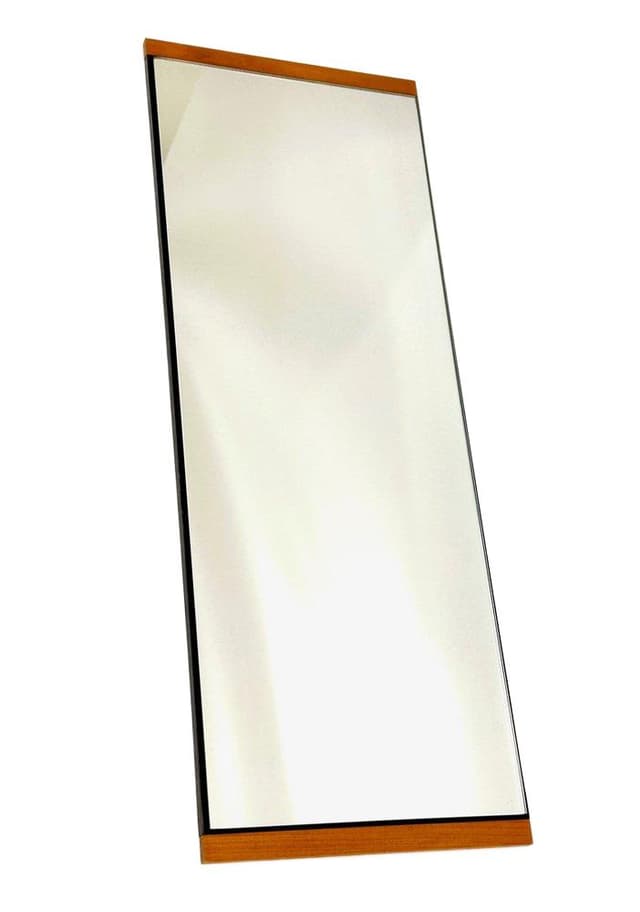 Wall mirror, brown teak, glass, Germany, 1970s. - DIMENSION