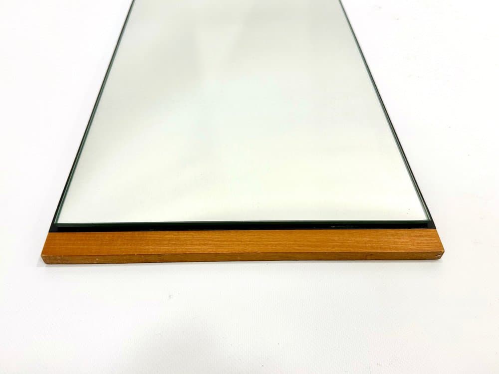 Wall mirror, brown teak, glass, Germany, 1970s. - 155043