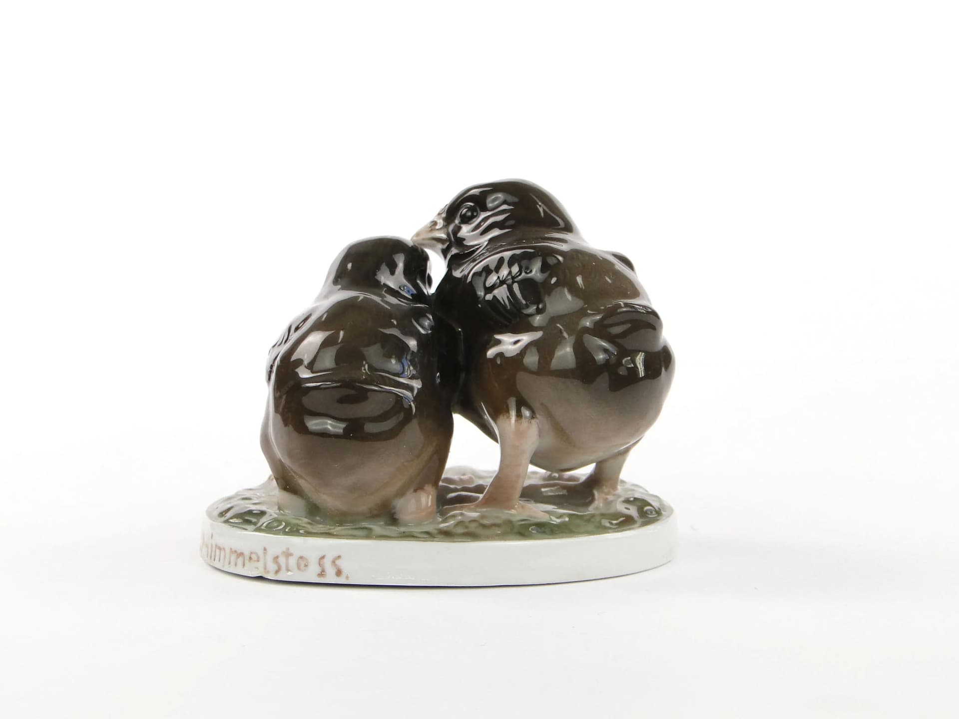 Pair of quail figurines, dark brown porcelain, by H. Himmelstoss, Rosenthal, Germany, early 20th c. - 9602