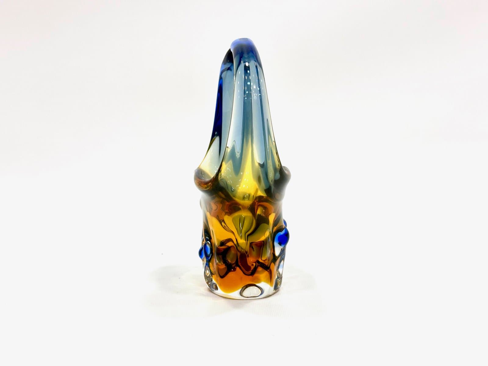 Art glass basket, multicolor glass, by F. Zemek, Czech Republic, 1960s. - 155087