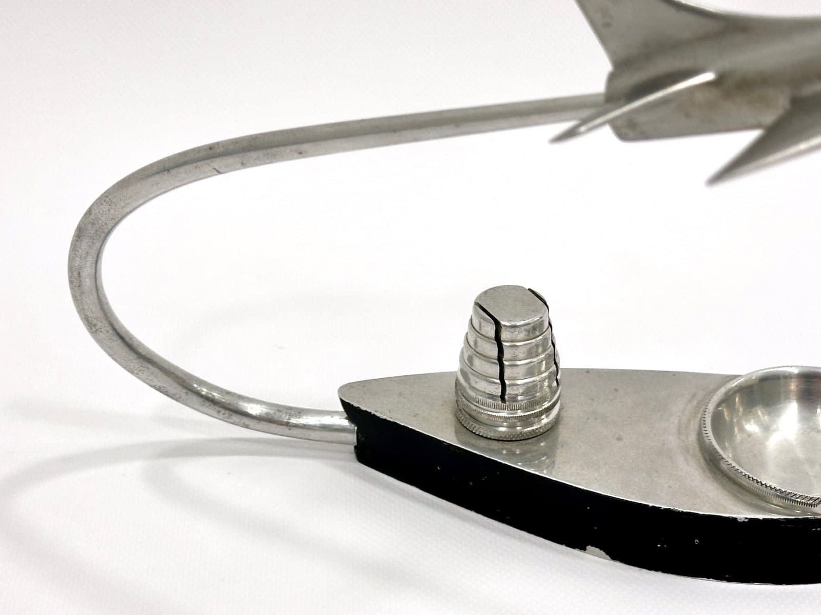 Model samolotu biurkowy, srebrny, aluminium, Polska, lata 50. - 155093