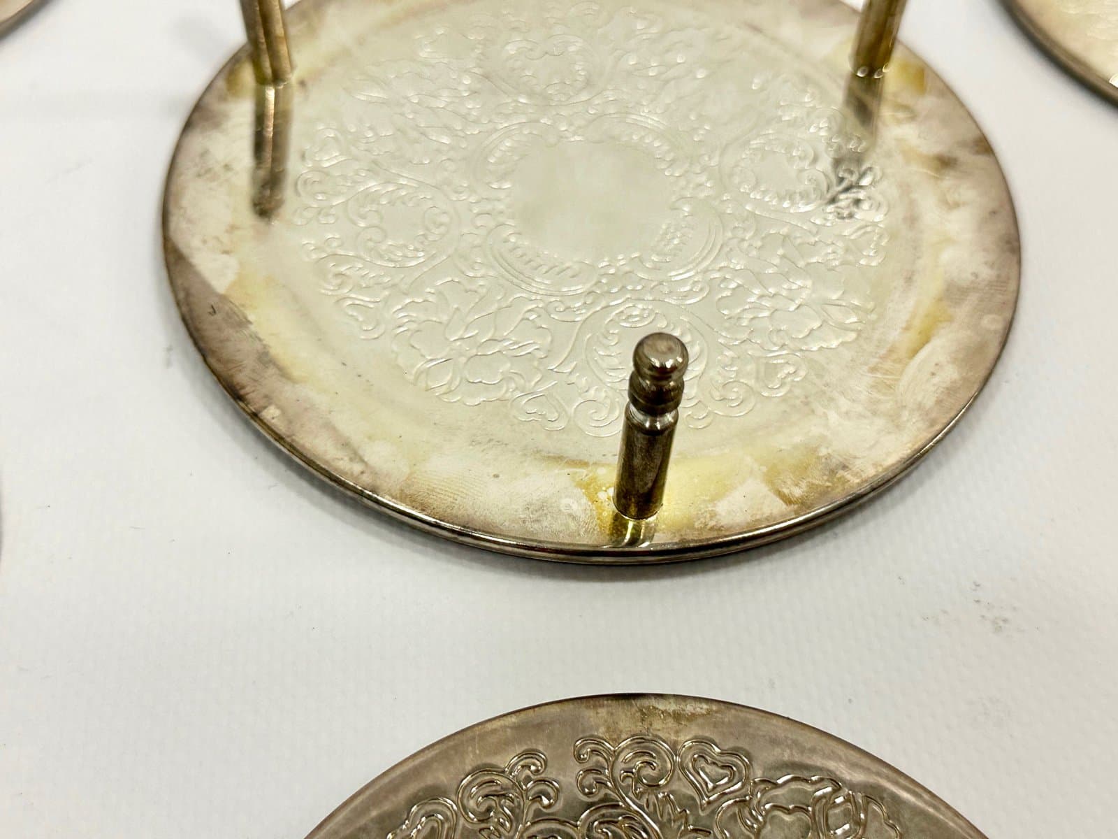 Zestaw siedmiu podstawek, srebrny, metal srebrzony, Niemcy, lata 80. - 155101