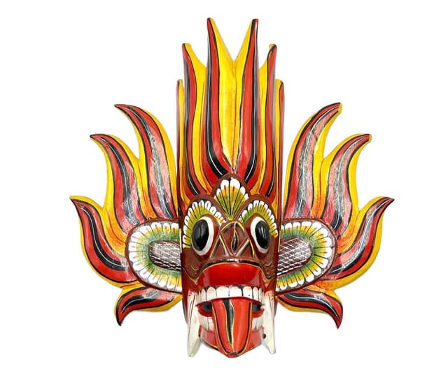 Maska Mayura Raksha, multikolor, drewno, Sri Lanka, XVIII w. i starsze - WYMIARY