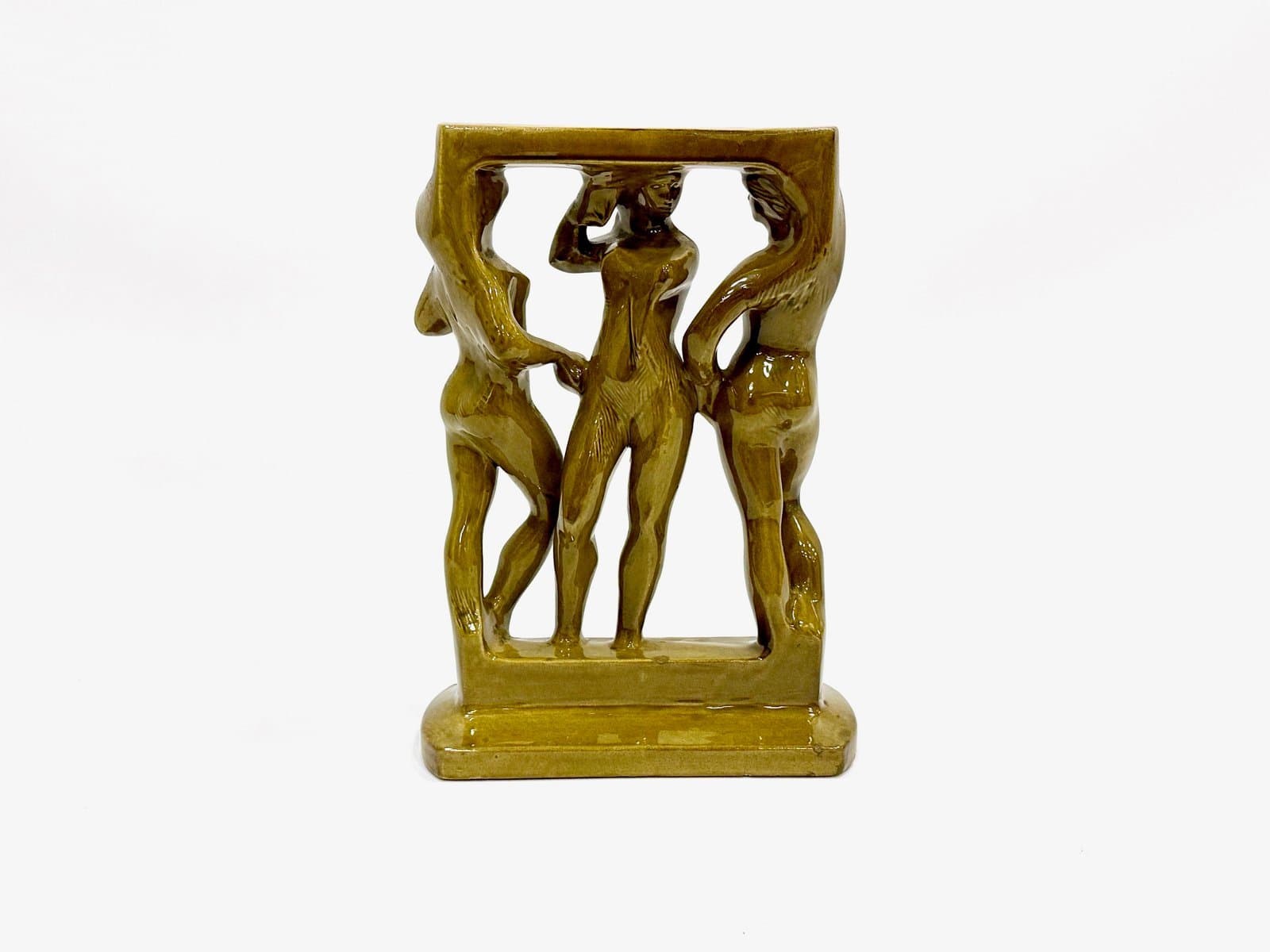 Figurka Trzy Gracje w Łaźni, oliwkowy, ceramika, przyp. Z. Farnik, Czechy, lata 70. - 155213