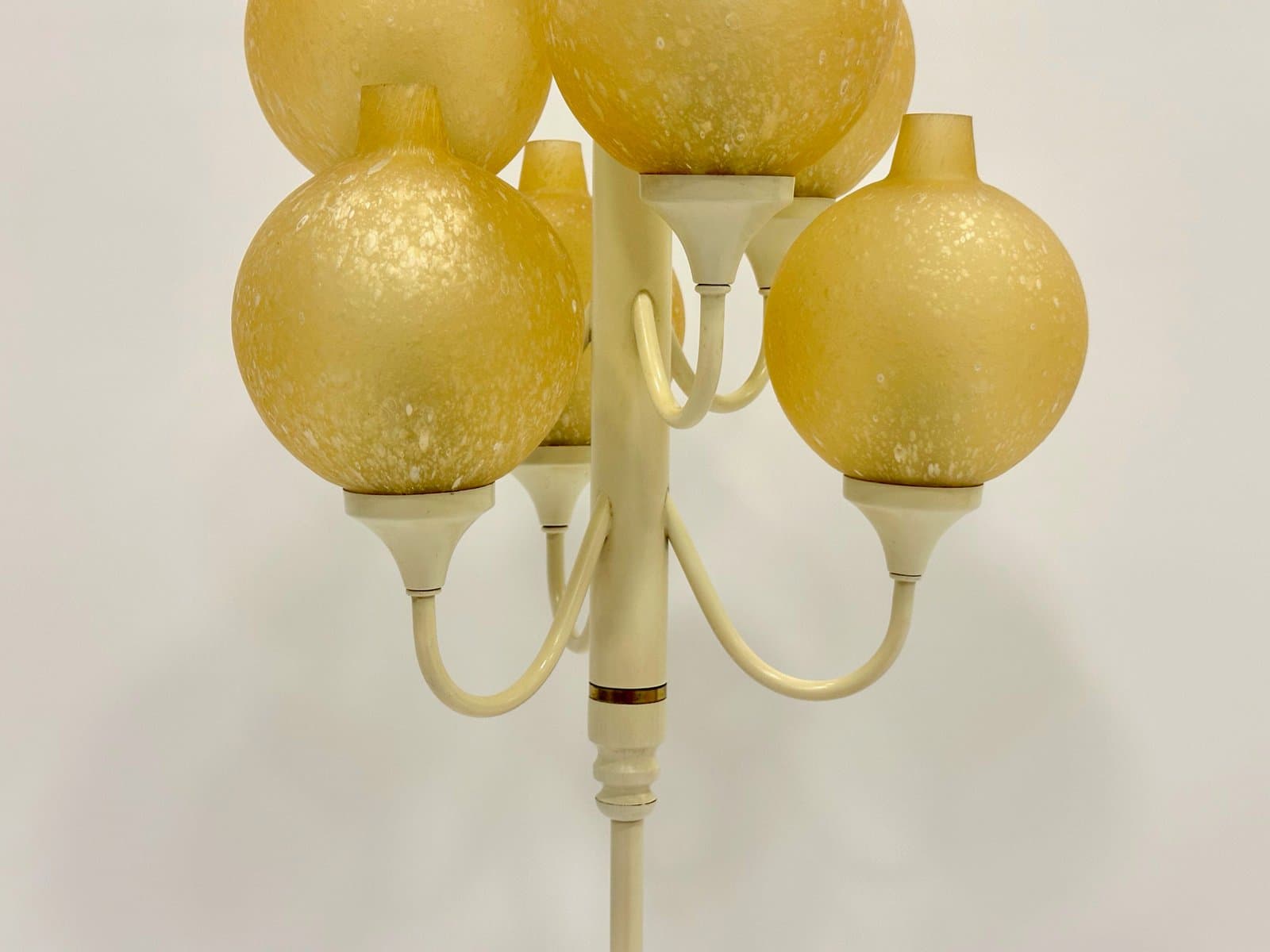 Lampa stołowa Space Age Tulip, szkło bursztynowe, stal kremowa, lata 60. - 155228