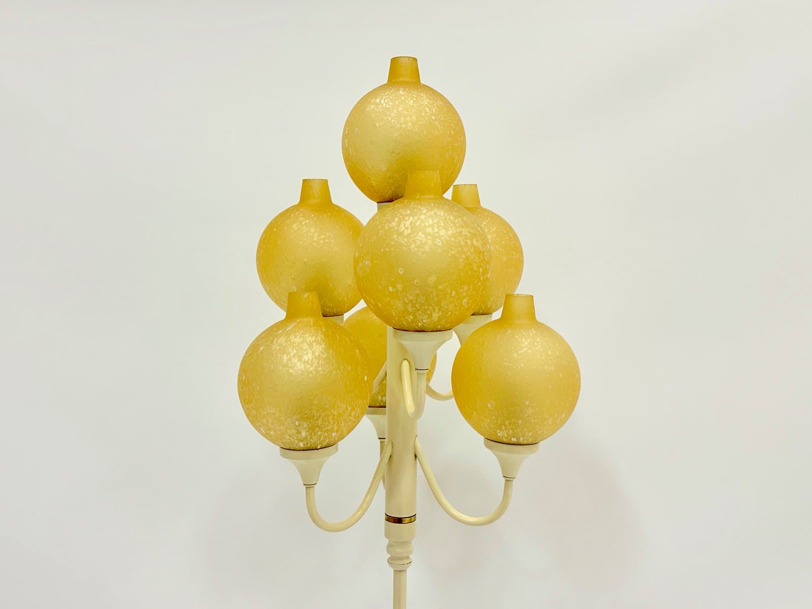 Lampa stołowa Space Age Tulip, szkło bursztynowe, stal kremowa, lata 60. - 155226