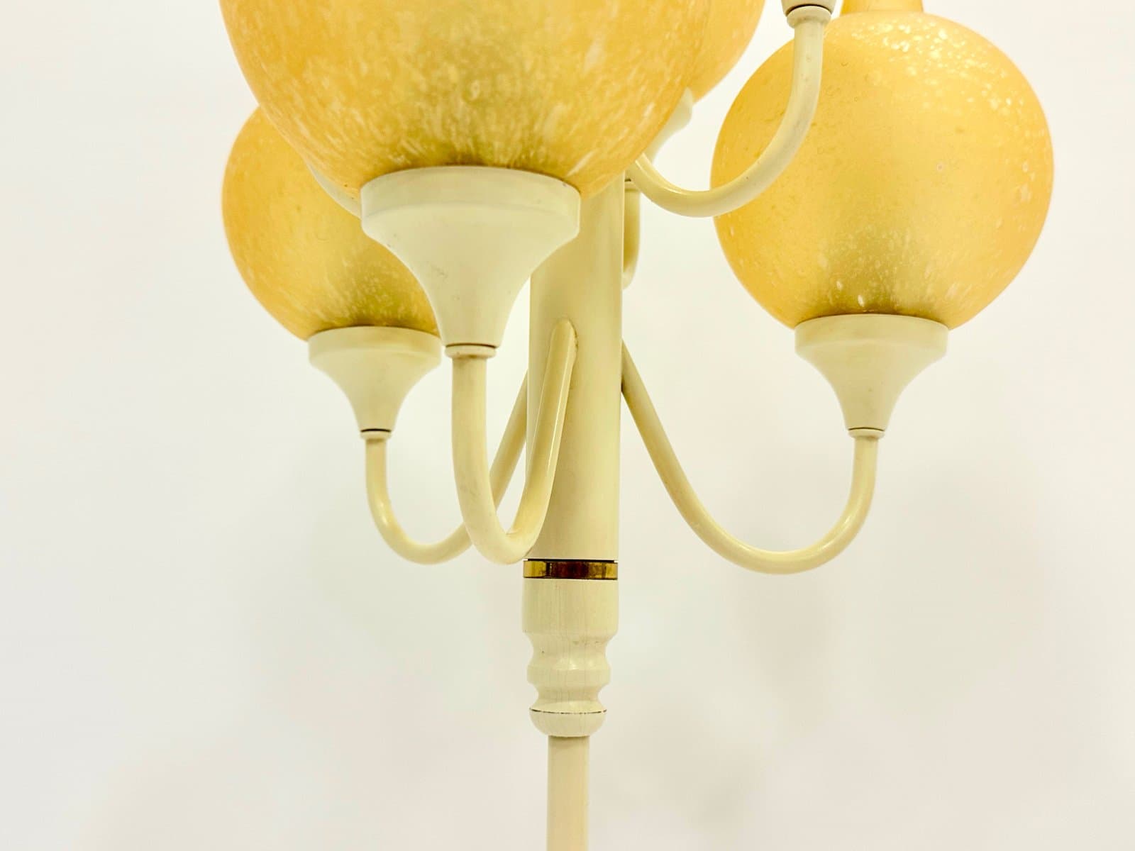 Lampa stołowa Space Age Tulip, szkło bursztynowe, stal kremowa, lata 60. - 155227