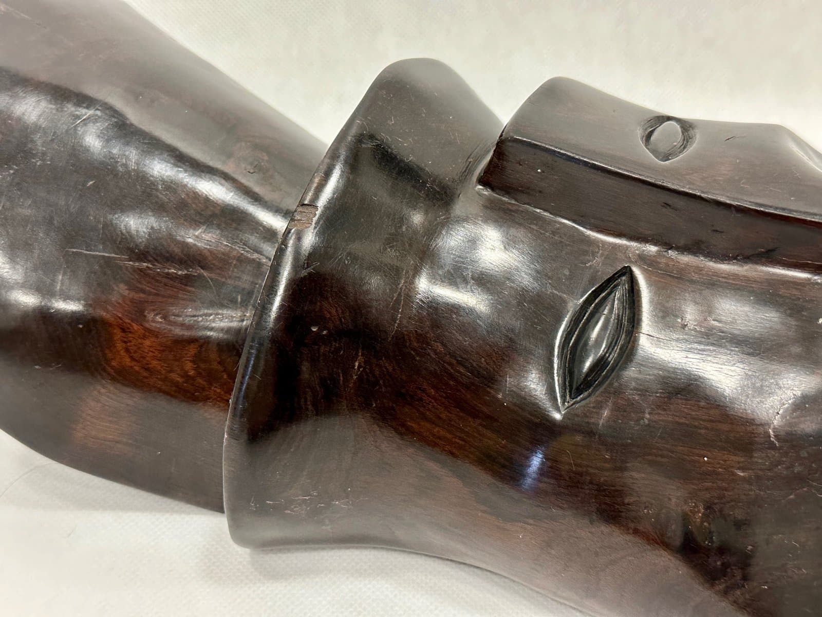 Rzeźba głowy kubistyczna, heban czarny, lata 60. - 155263