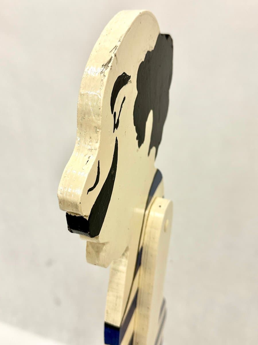 Figura lokaj Art déco, pływak, drewno ivory white, lata 50. - 155307