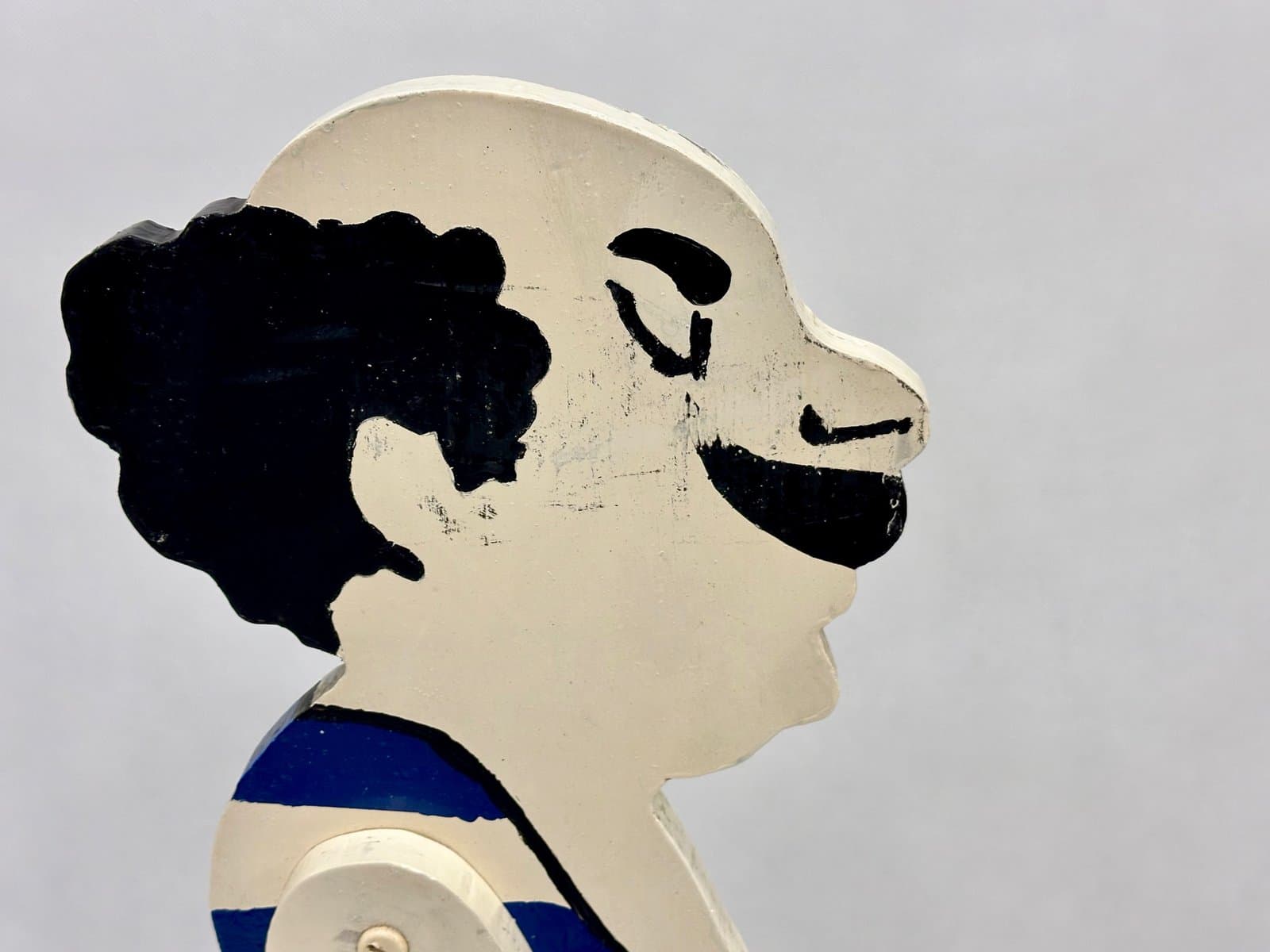 Figura lokaj Art déco, pływak, drewno ivory white, lata 50. - 155306