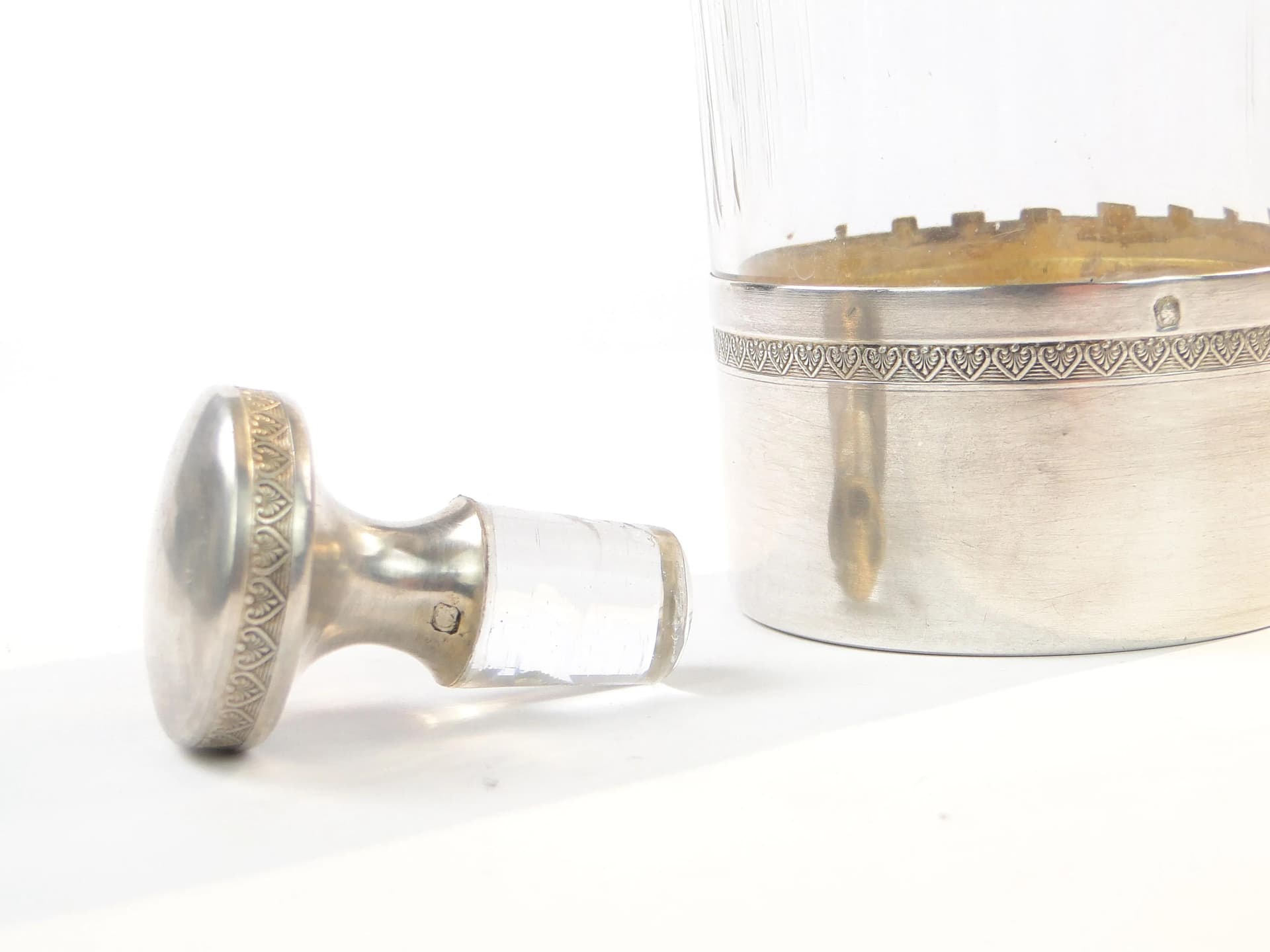 Karafka, kryształ transparentny, srebro, Francja, XIX wiek - 9634