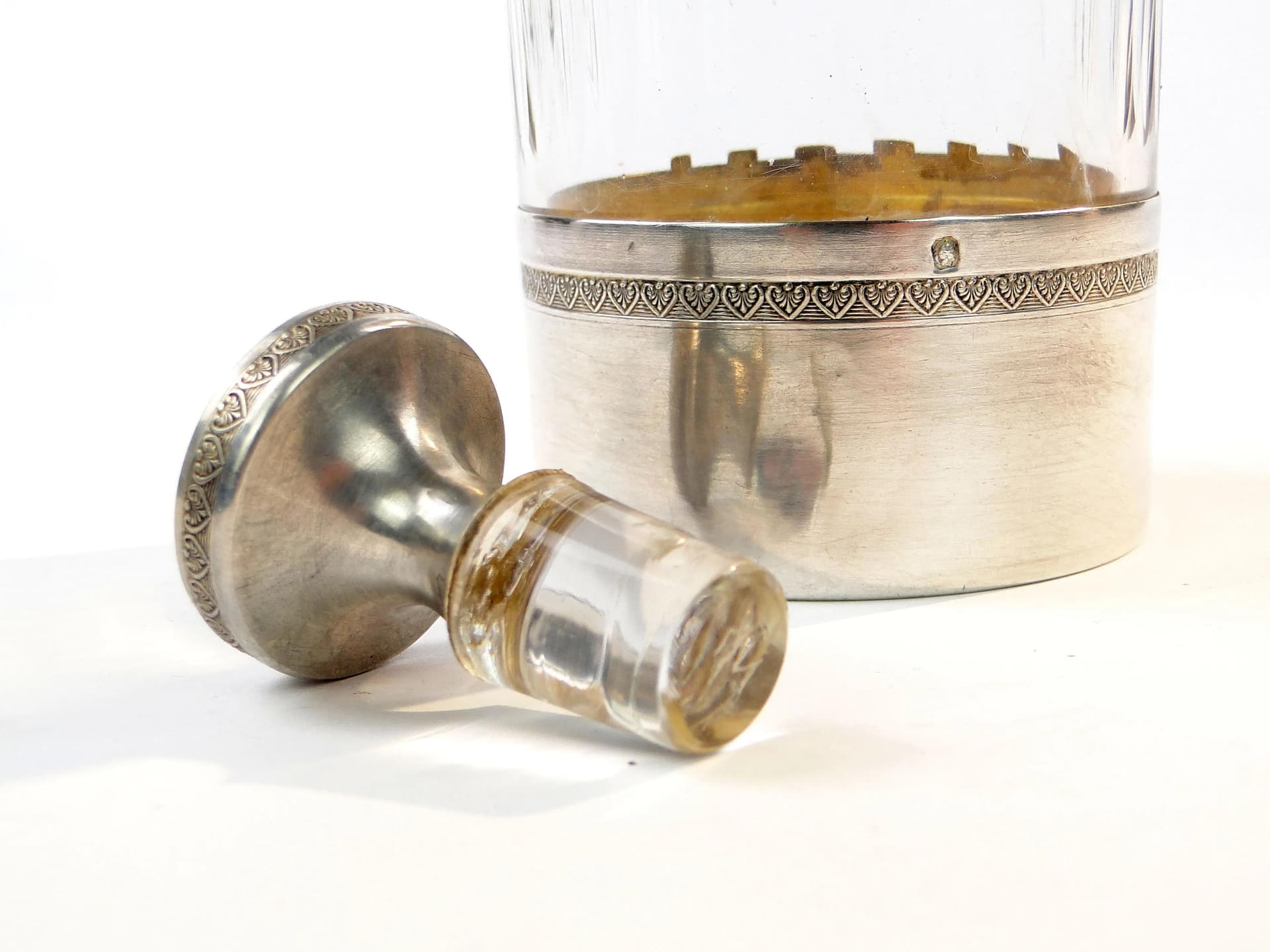 Karafka, kryształ transparentny, srebro, Francja, XIX wiek - 9632