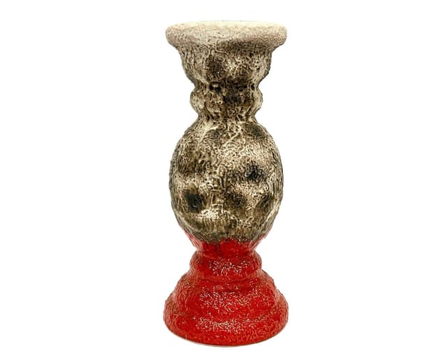 Flower Stand Fat Lava, grey, red ceramic, Germany, 1970s - DIMENSION