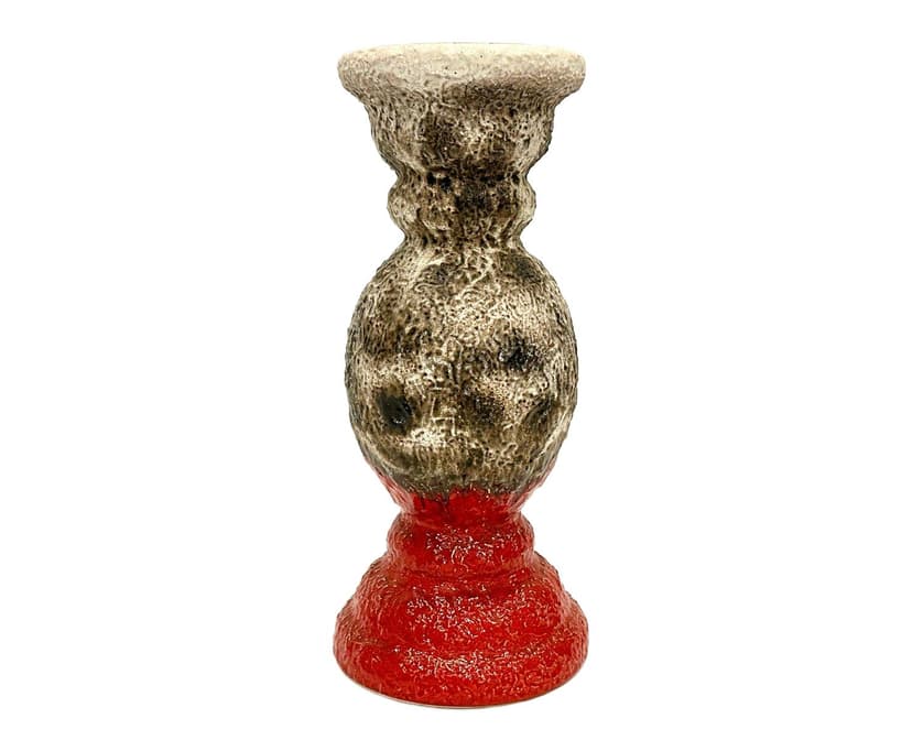 Podstawka na kwiaty Fat Lava, szary, czerwony, ceramika, Niemcy, lata 70.