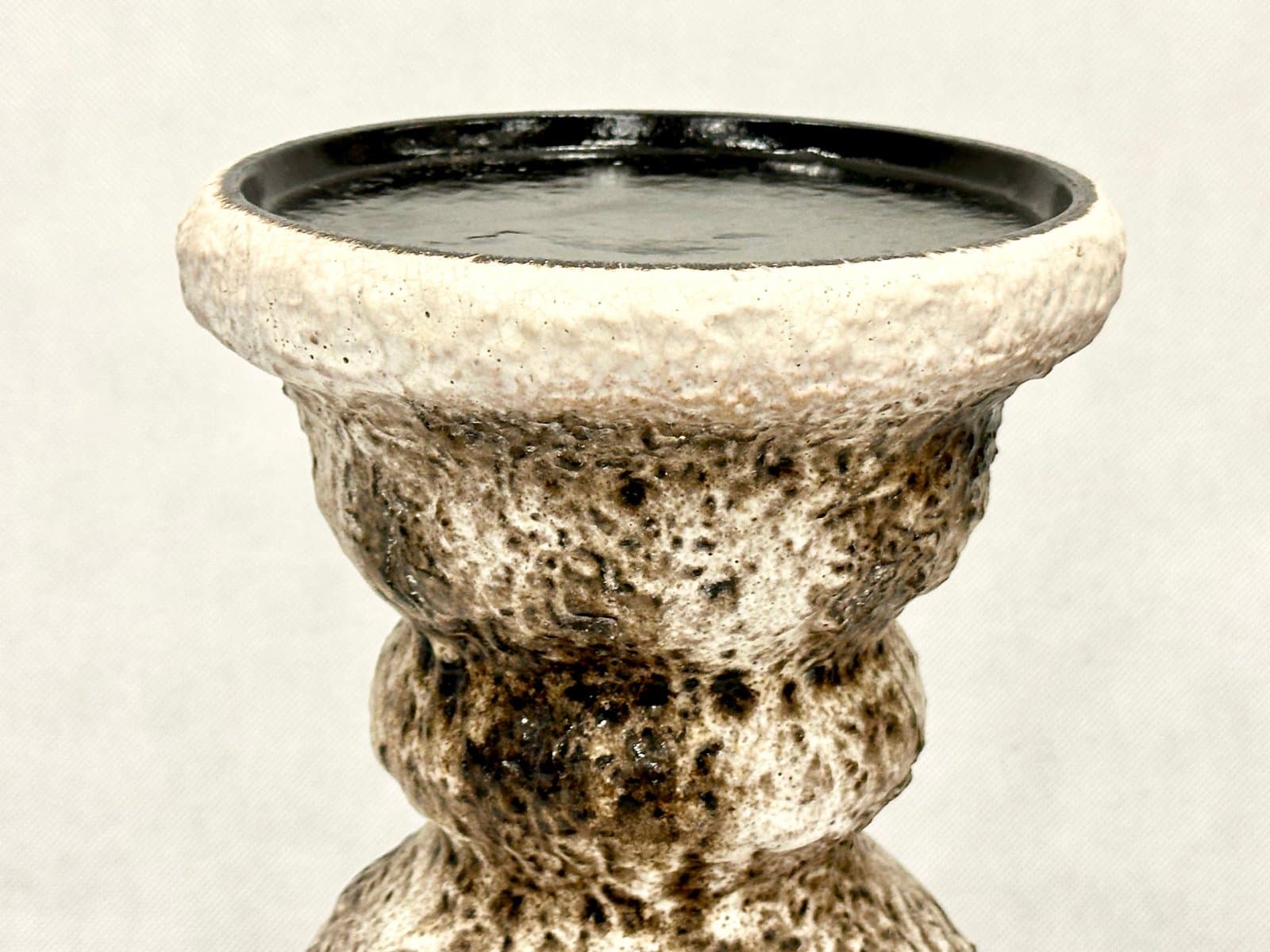 Flower Stand Fat Lava, grey, red ceramic, Germany, 1970s - 155419