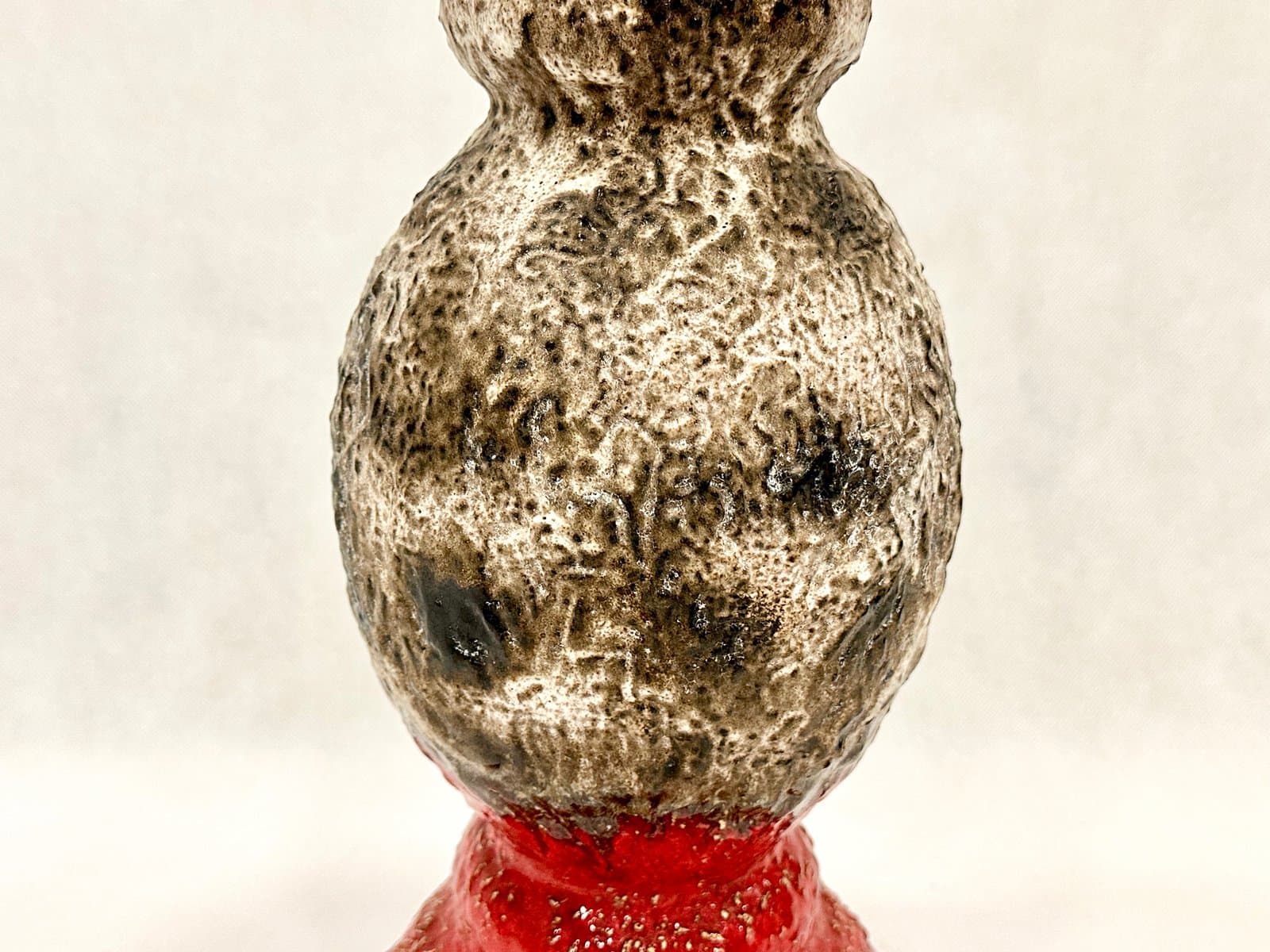 Flower Stand Fat Lava, grey, red ceramic, Germany, 1970s - 155420