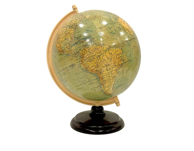 Globus Art déco, zielony, bakelit, Niemcy, lata 40. - WYMIARY