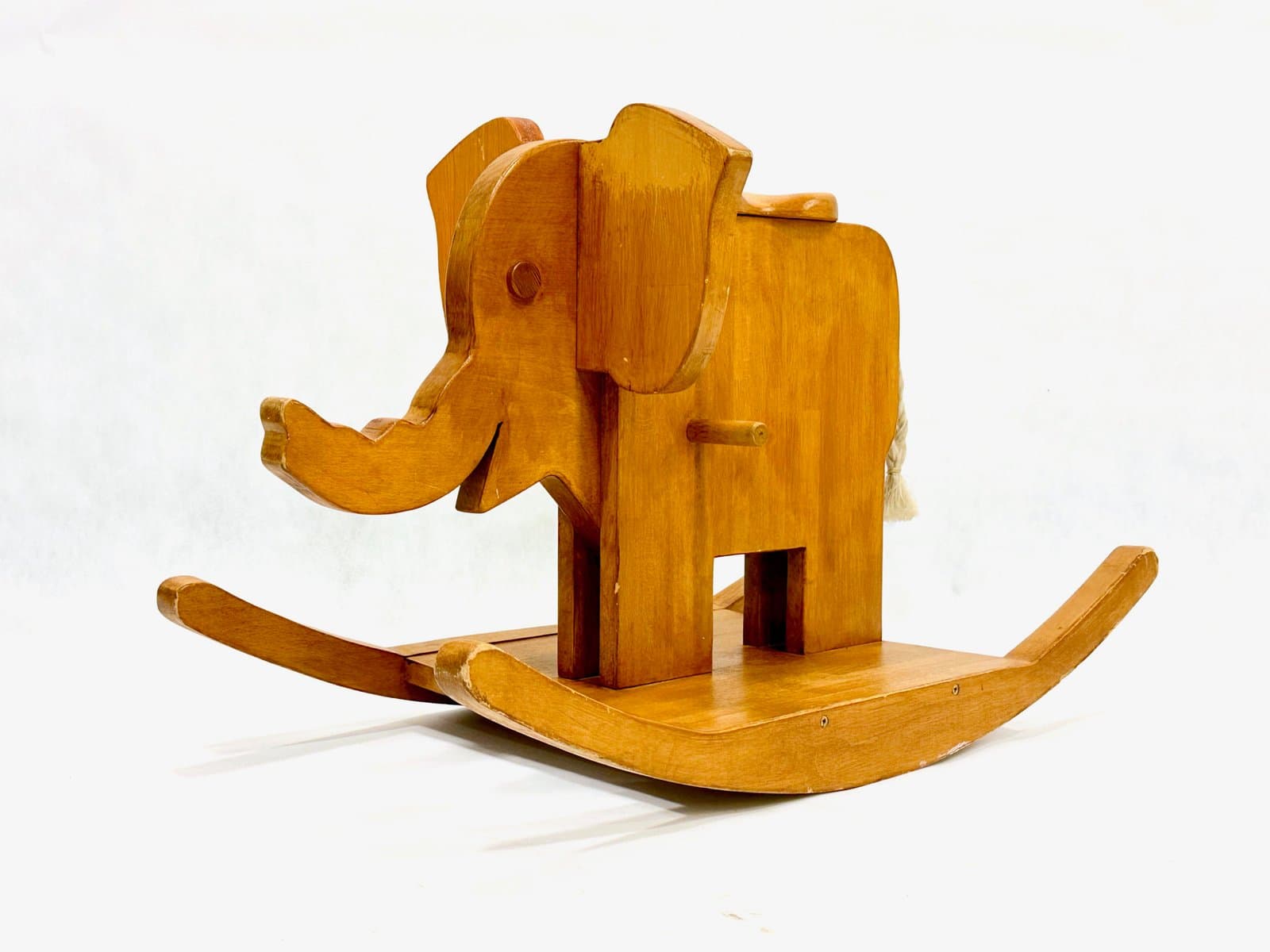 Rocking elephant, light brown wood, Germany, 1960s. - 155492