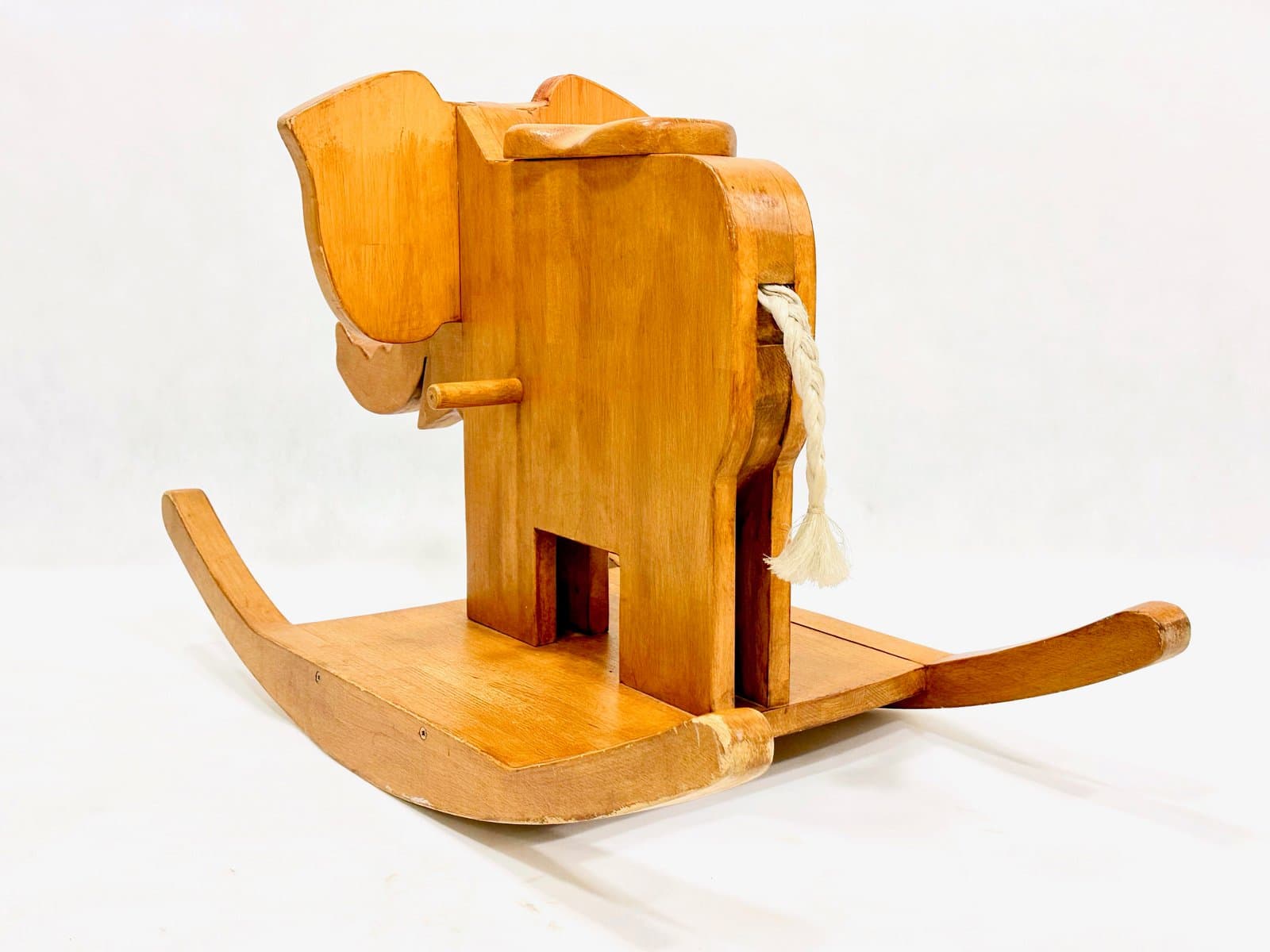 Rocking elephant, light brown wood, Germany, 1960s. - 155499