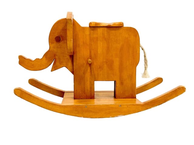 Rocking elephant, light brown wood, Germany, 1960s. - DIMENSION