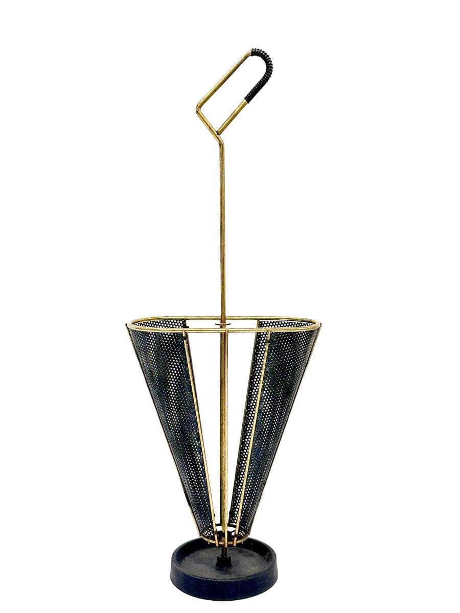 Umbrella Stand, black, brass, cast iron, Austria, 1960s.