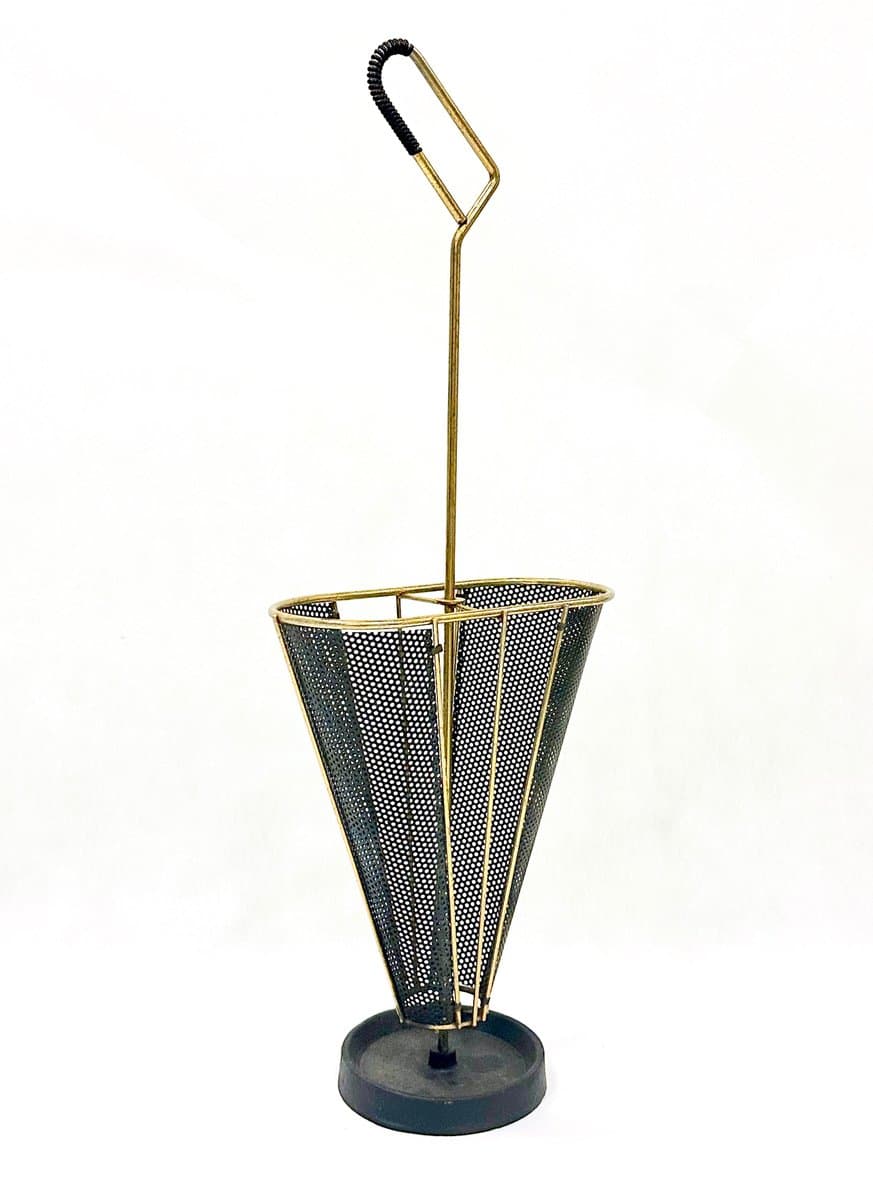 Umbrella Stand, black, brass, cast iron, Austria, 1960s. - 155501