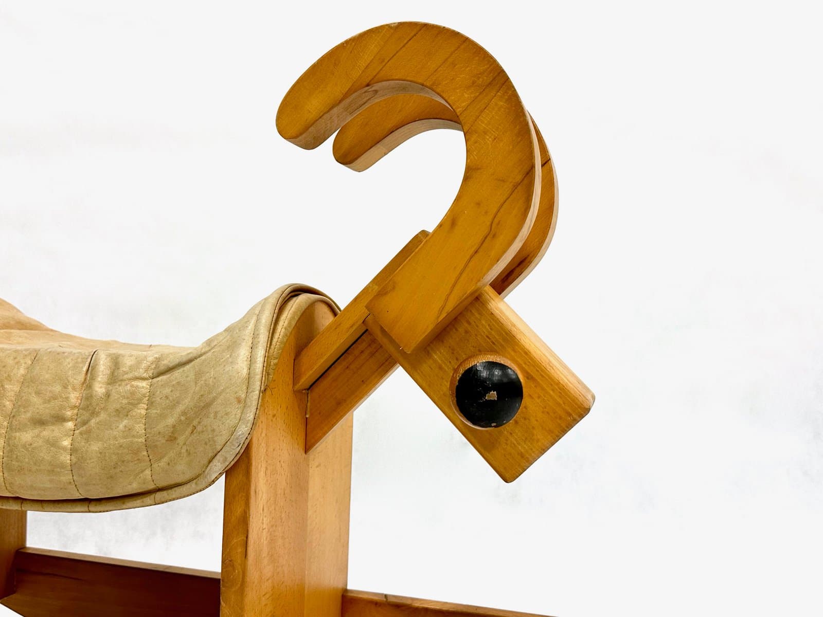 Rocking billy goat, beige leather, wood, Germany, 1960s. - 155509