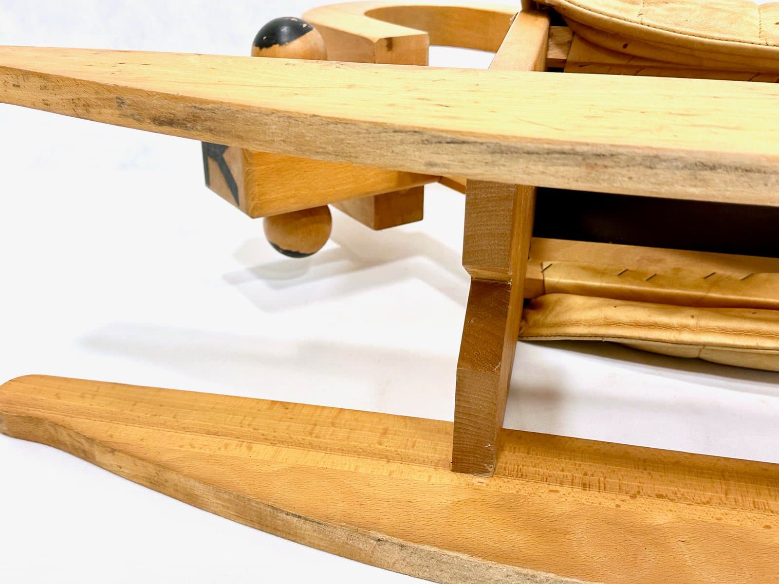 Rocking billy goat, beige leather, wood, Germany, 1960s. - 155513