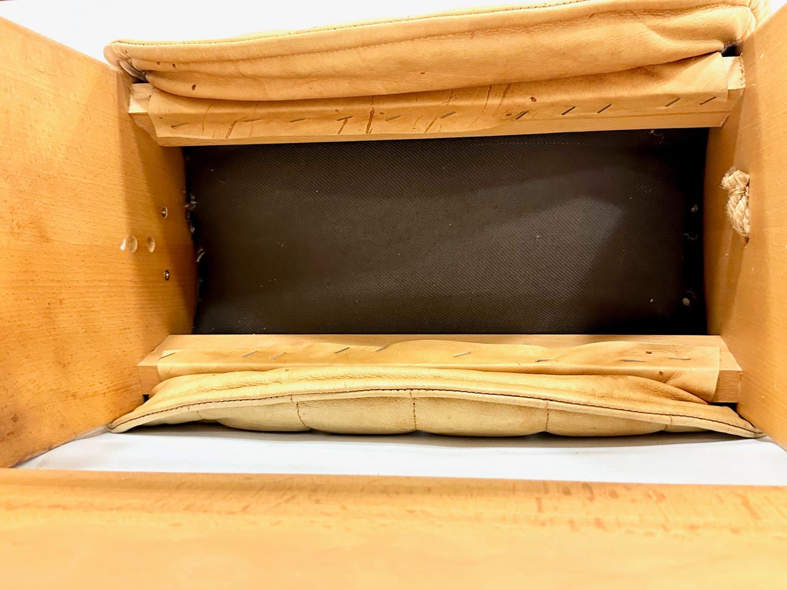 Rocking billy goat, beige leather, wood, Germany, 1960s. - 155516