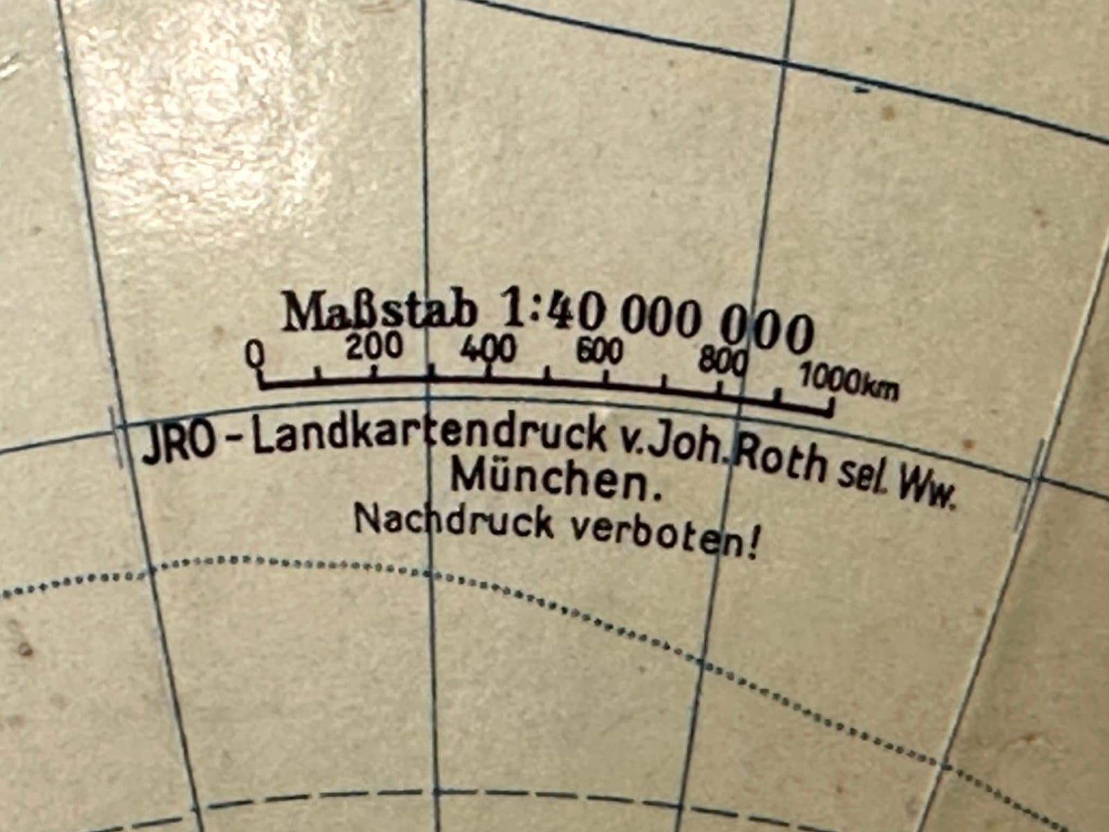 Lampa stołowa Globe, beżowy, szkło, metal, drewno, JRO Verlag, Niemcy, lata 50. - 155543