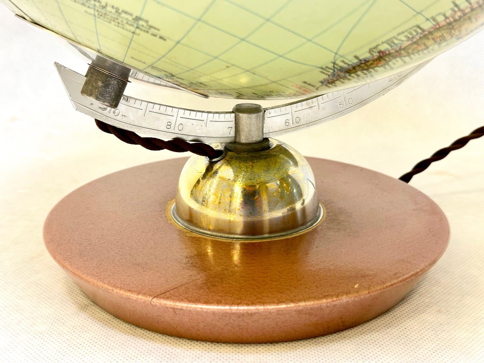 Lampa stołowa Globe, beżowy, szkło, metal, drewno, JRO Verlag, Niemcy, lata 50. - 155545