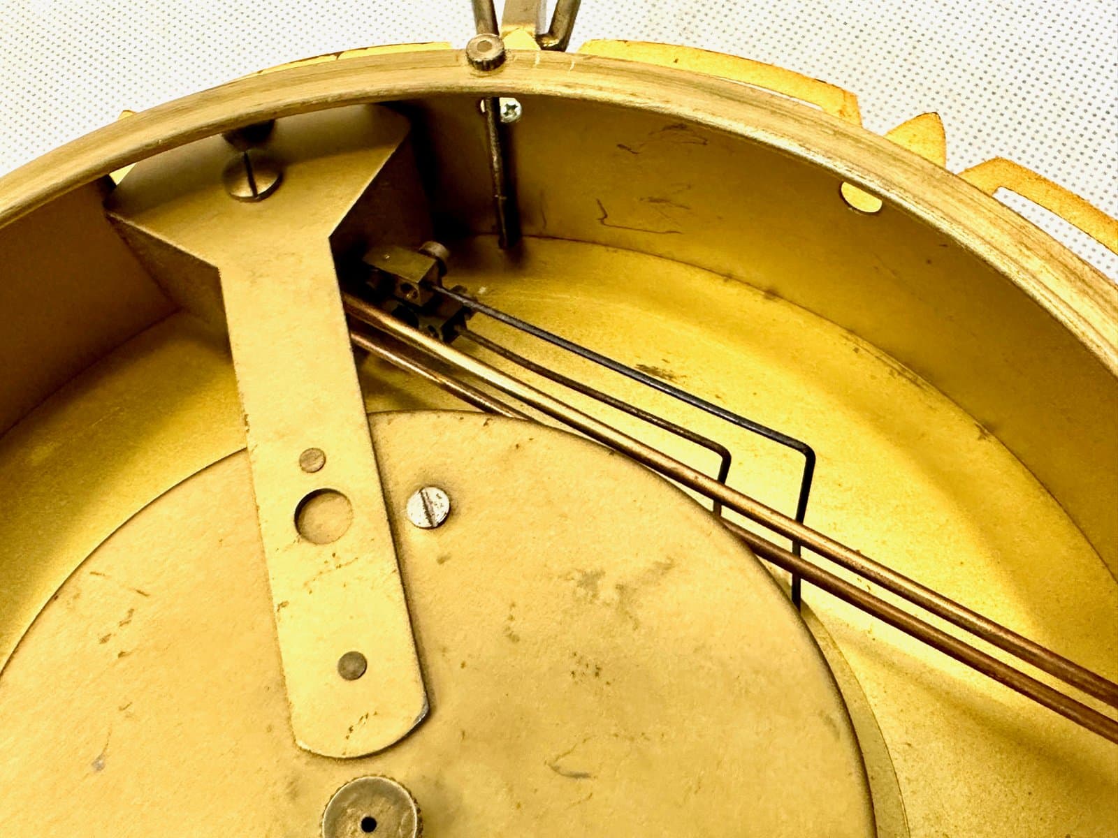 Zegar ścienny, Atlanta, złoty, mosiądz, Niemcy, lata 60. - 155560