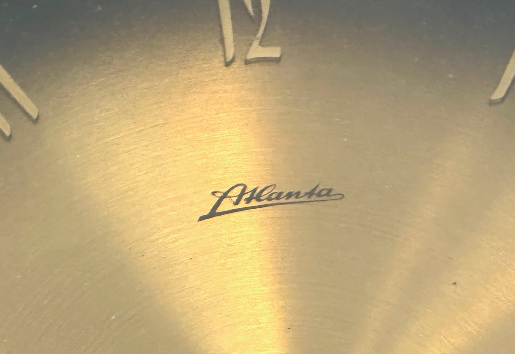 Zegar ścienny, Atlanta, złoty, mosiądz, Niemcy, lata 60. - 155562