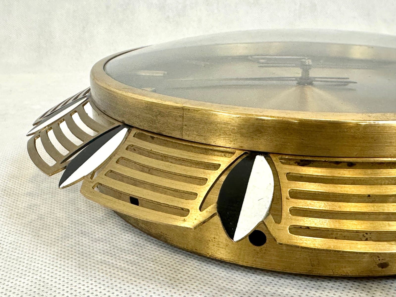 Zegar ścienny, Atlanta, złoty, mosiądz, Niemcy, lata 60. - 155558