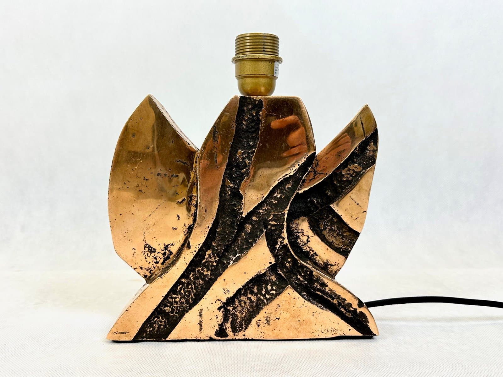 Lampa stołowa Brutalist, bordo, brąz, lata 70. - 155565