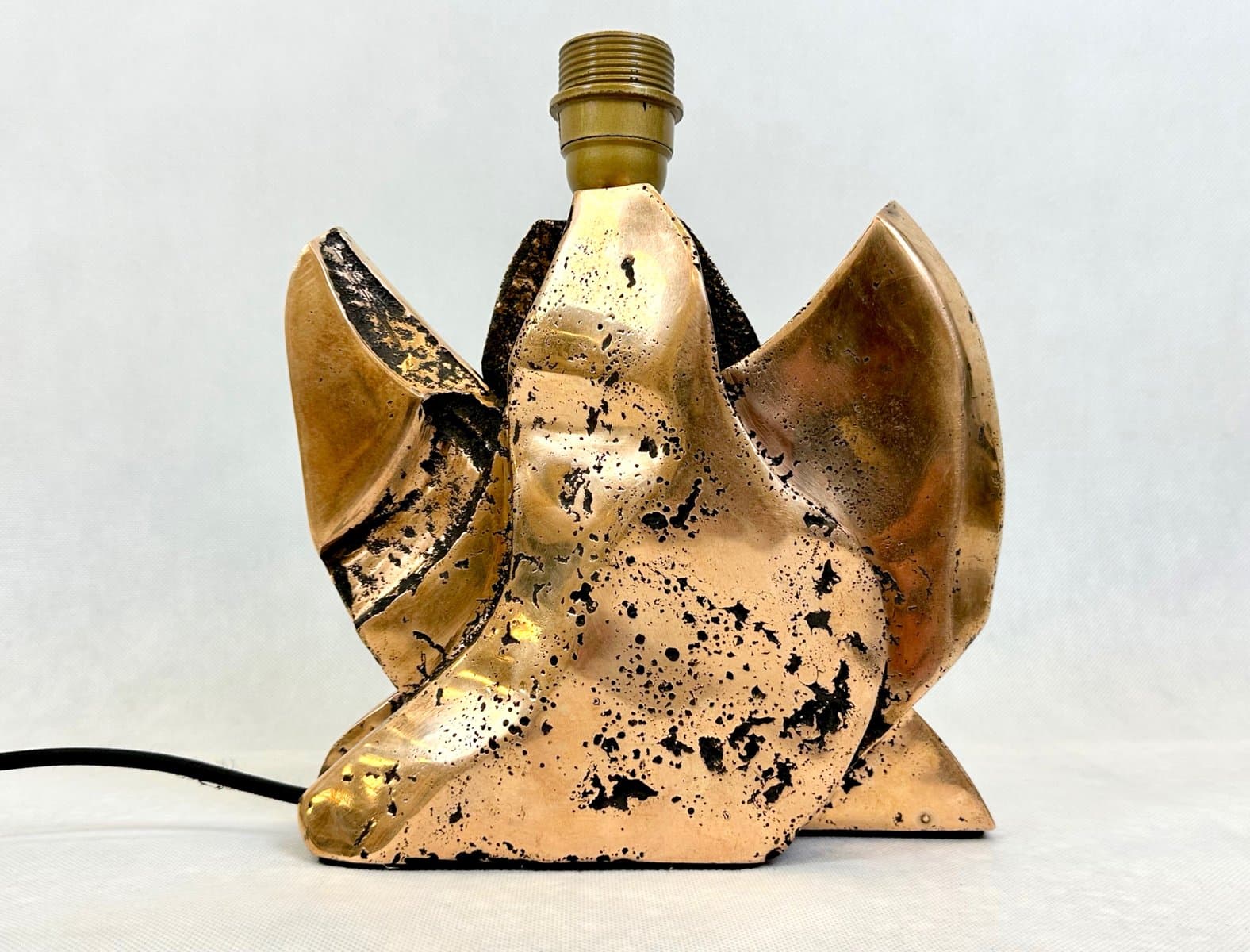 Lampa stołowa Brutalist, bordo, brąz, lata 70. - 155574