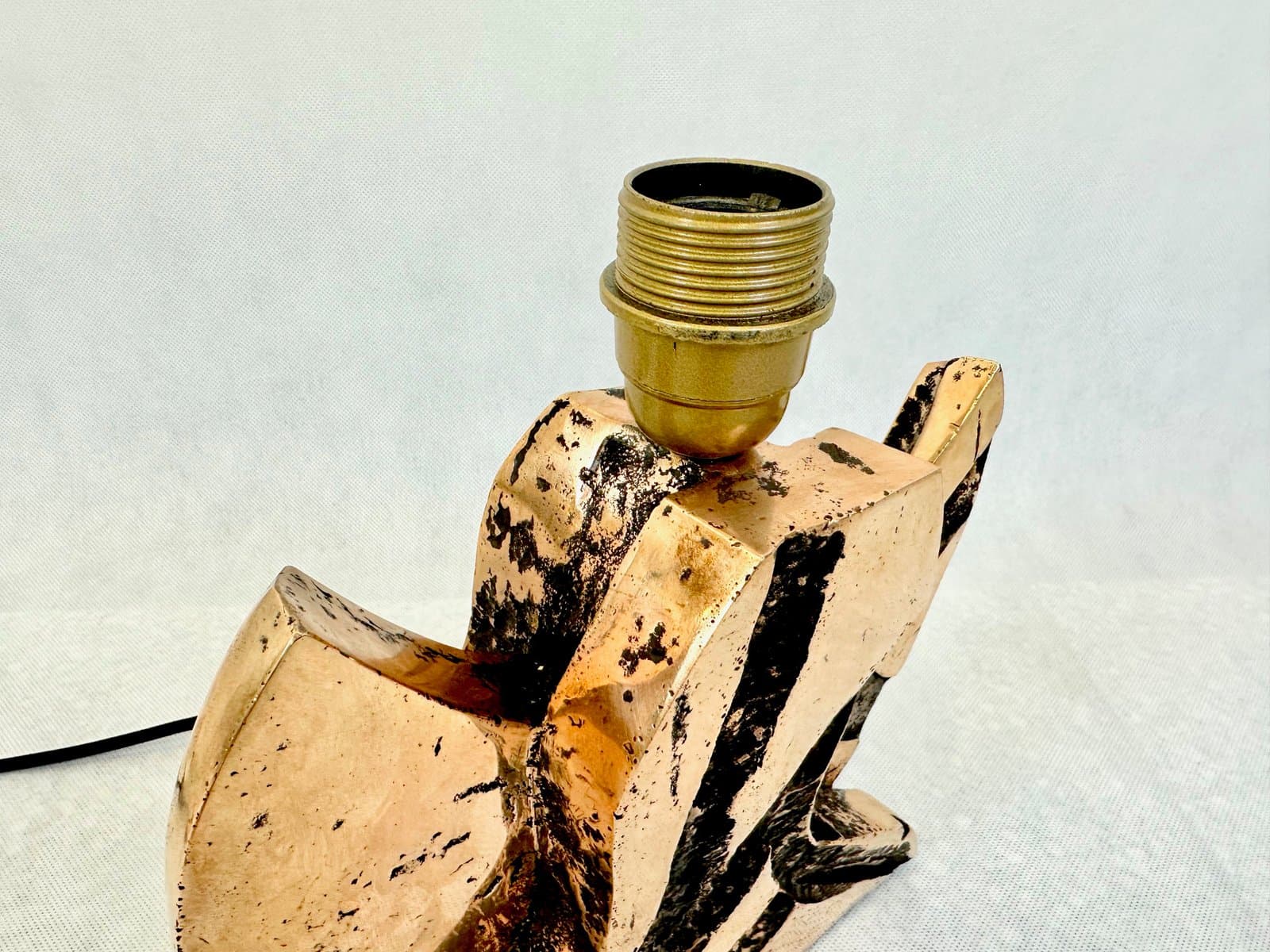 Lampa stołowa Brutalist, bordo, brąz, lata 70. - 155570