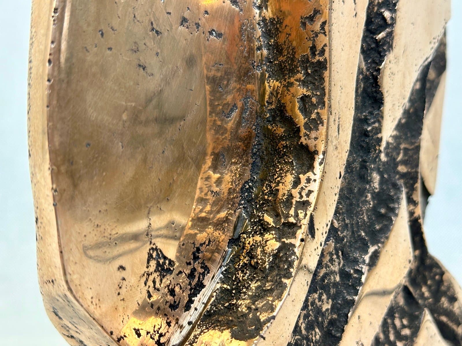 Lampa stołowa Brutalist, bordo, brąz, lata 70. - 155571