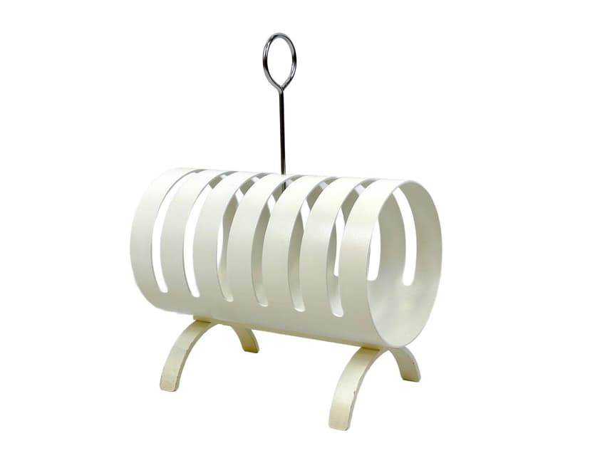 Gazetnik Space Age, biały, sklejka, stal chromowana, Niemcy, lata 70.