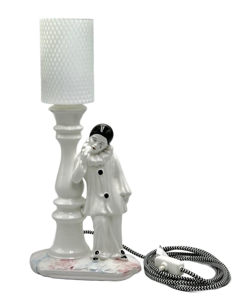 Lampa stołowa Perriot, biała, ceramika, lata 60.